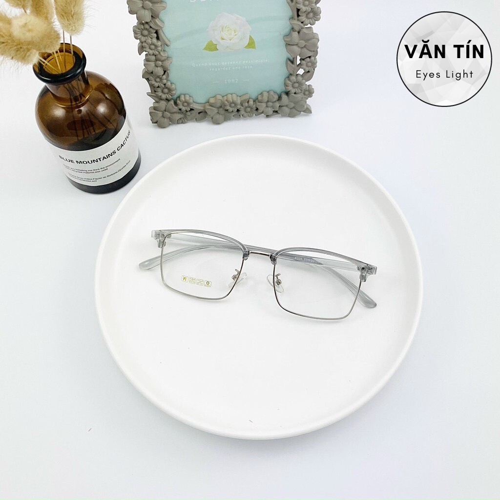 Mắt kính gọng cận nam nữ LYLY T6205 mắt vuông viền kim loại càng nhựa nhiều màu
