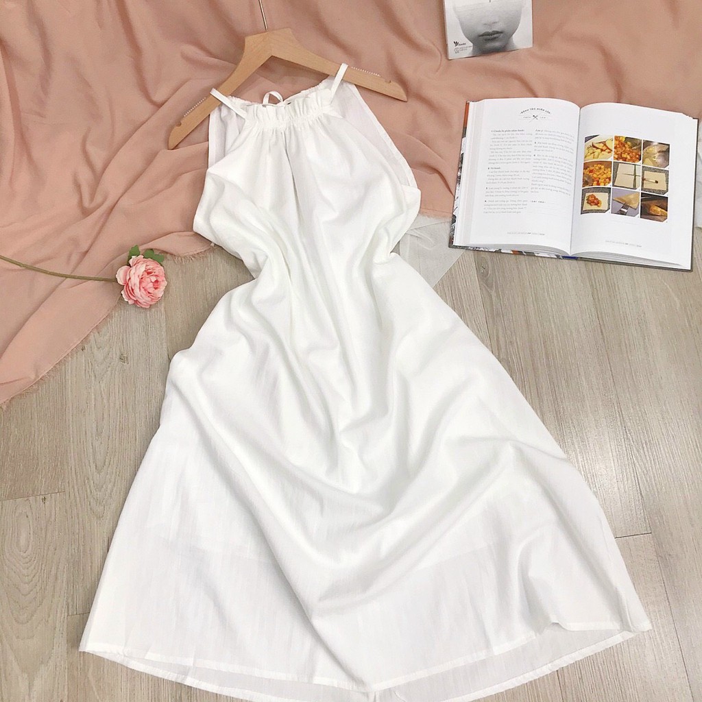 Váy Đầm Maxi Nữ Trắng Bèo Viền Ren Hở Lưng Phối Tay Cách Điệu | BigBuy360 - bigbuy360.vn