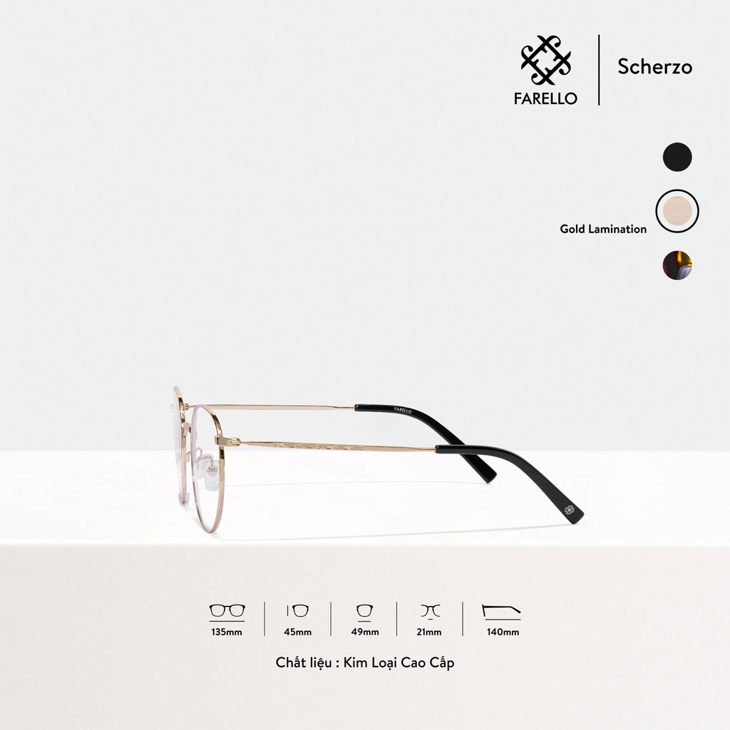 Gọng kính nam nữ cao cấp FARELLO Scherzo mắt tròn kim loại cao cấp thanh mảnh màu sắc thời trang | BigBuy360 - bigbuy360.vn