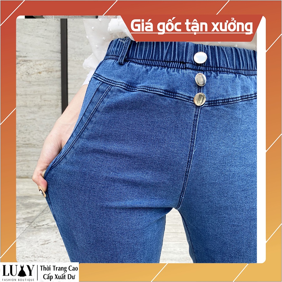 Quần jean nữ dáng baggy cạp chun, co giãn 4 chiều vải bò xuất khẩu, đủ size từ 40kg-80kg Luxy V193
