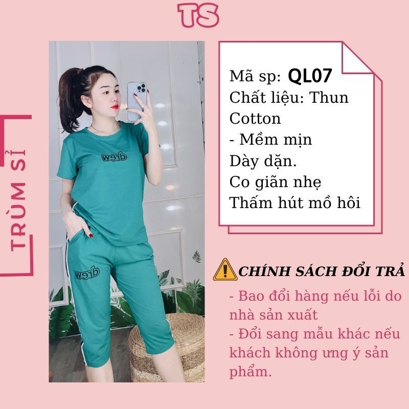 Đồ bộ nữ, bộ mặc nhà set ngố nữ bigsize  TRUMSI QL07 LỬNG THÊU CHỮ DREW