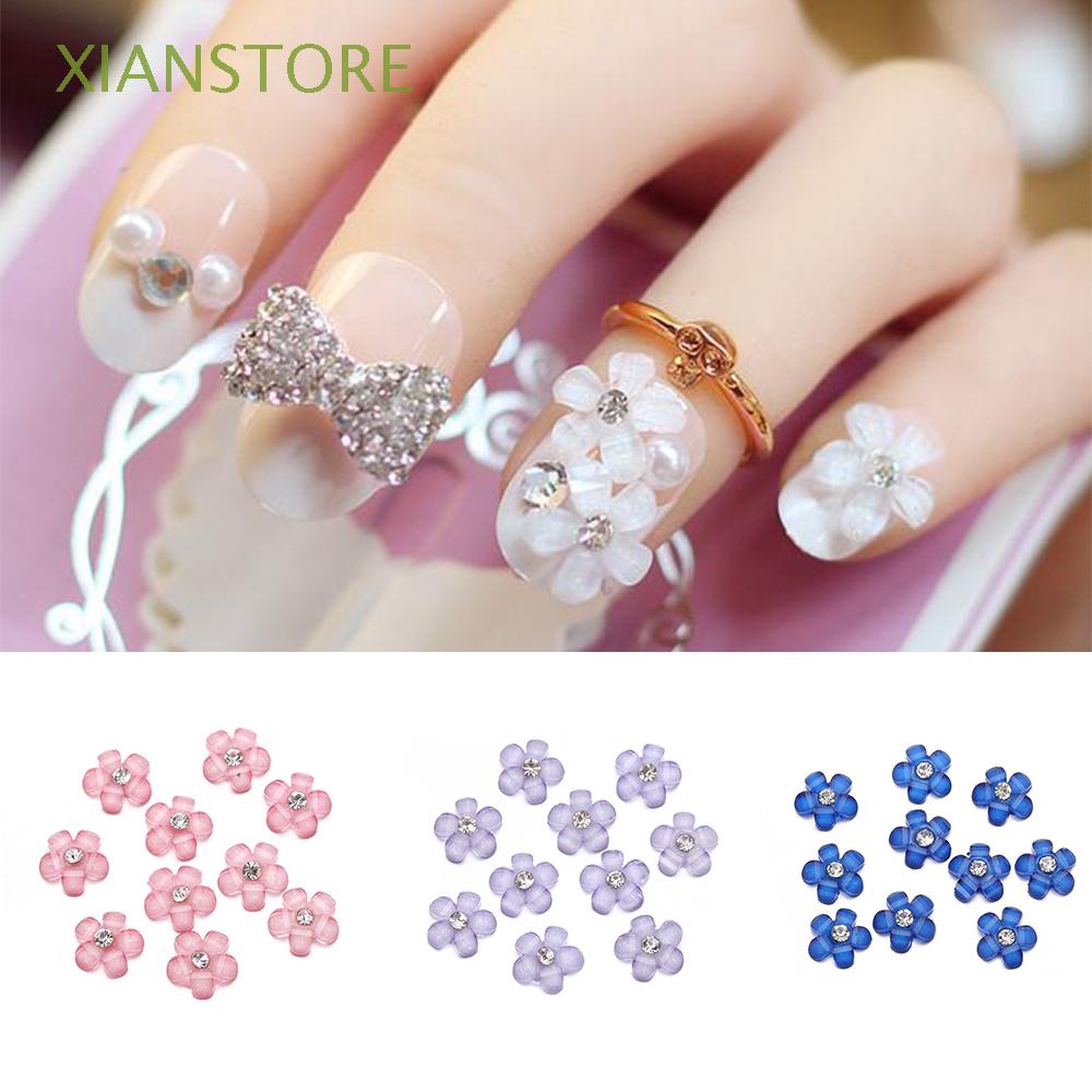 Bộ 10 phụ kiện hình hoa đính đá trang trí móng tay nghệ thuật đẹp mắt