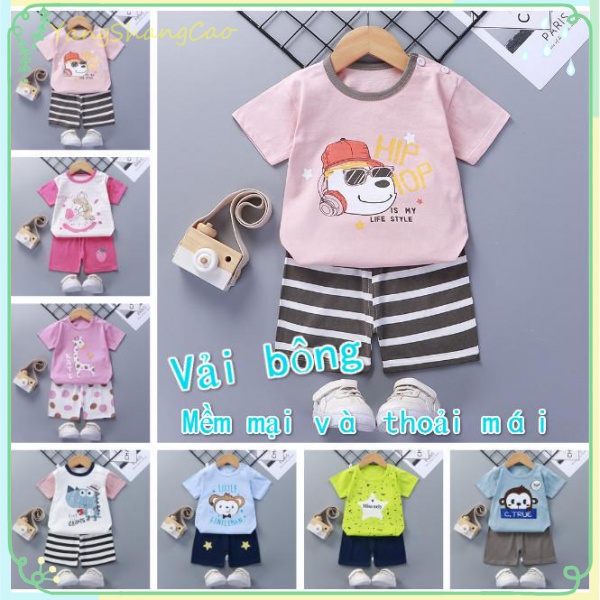 Set 2 Món Áo Sơ Mi Chất Liệu Vải Cotton Dễ Thương Cho Bé 0-8 Tuổi