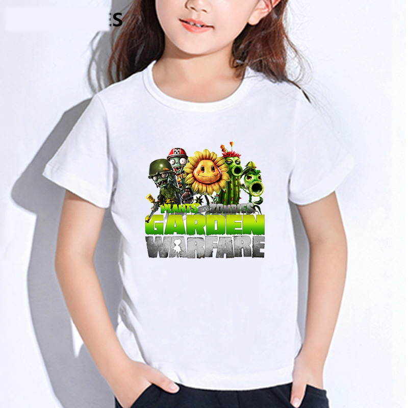 Áo Thun Tay Ngắn In Hình Hoa Hướng Dương Và Zombie Đáng Yêu Cho Bé - Plants vs Zombies