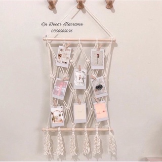 Macrame Treo Ảnh Trang Trí Tường  - Tặng kèm 10 kẹp gỗ