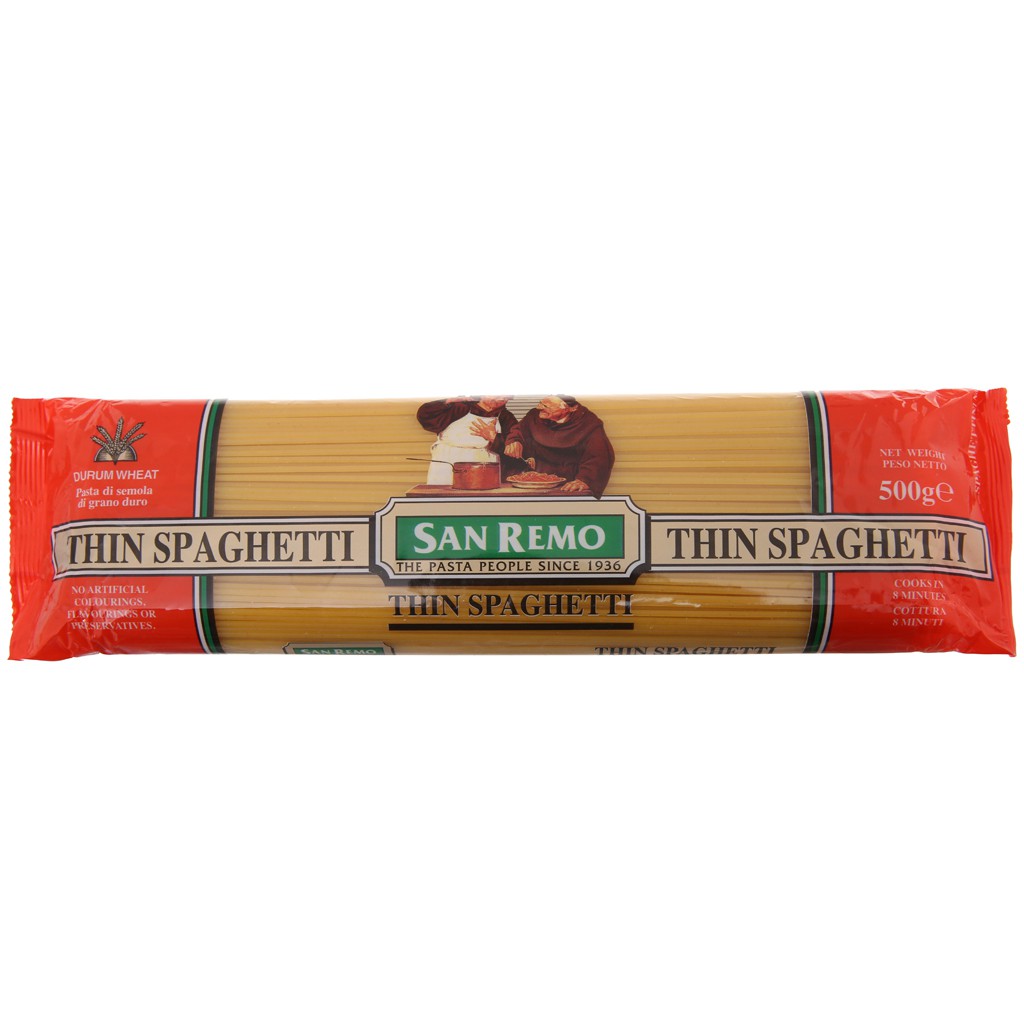 Mì sợi mảnh Spaghetti số 4 San Remo gói 500g