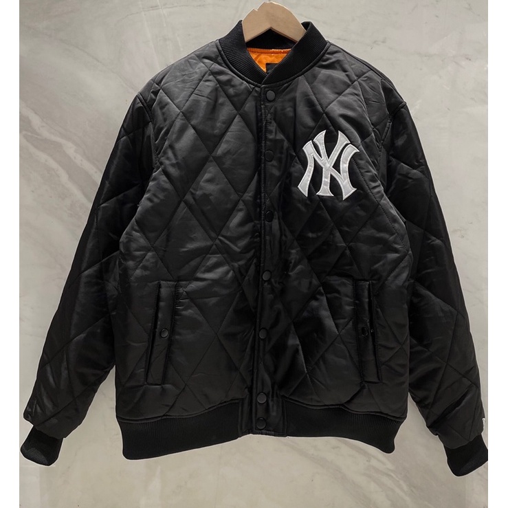 Áo khoác bomber nam thời trang thương hiệu MLB cao cấp màu đen trơn