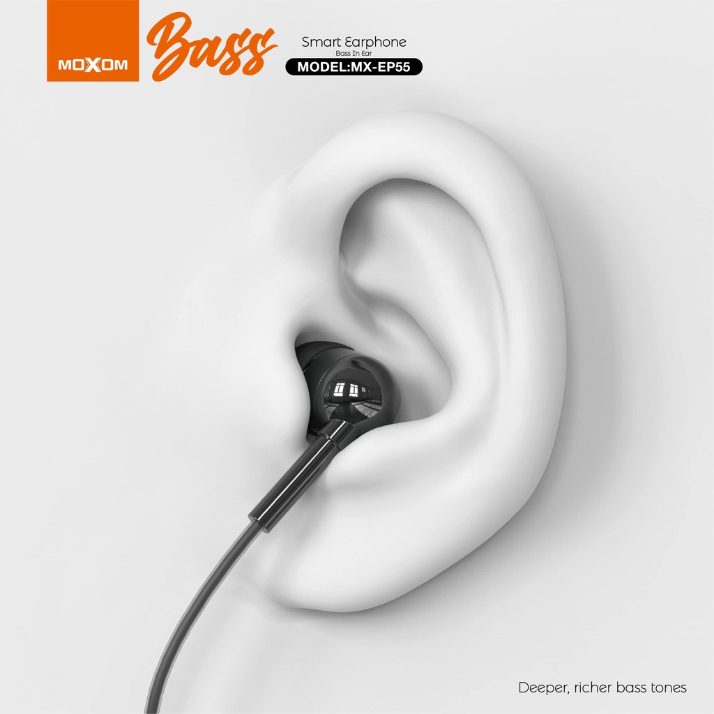 Tai nghe nhét tai có dây MOXOM EP55 Chống ồn, Tích hợp Micro, Âm bass phong phú, Jack 3.5mm dài 1,2m
