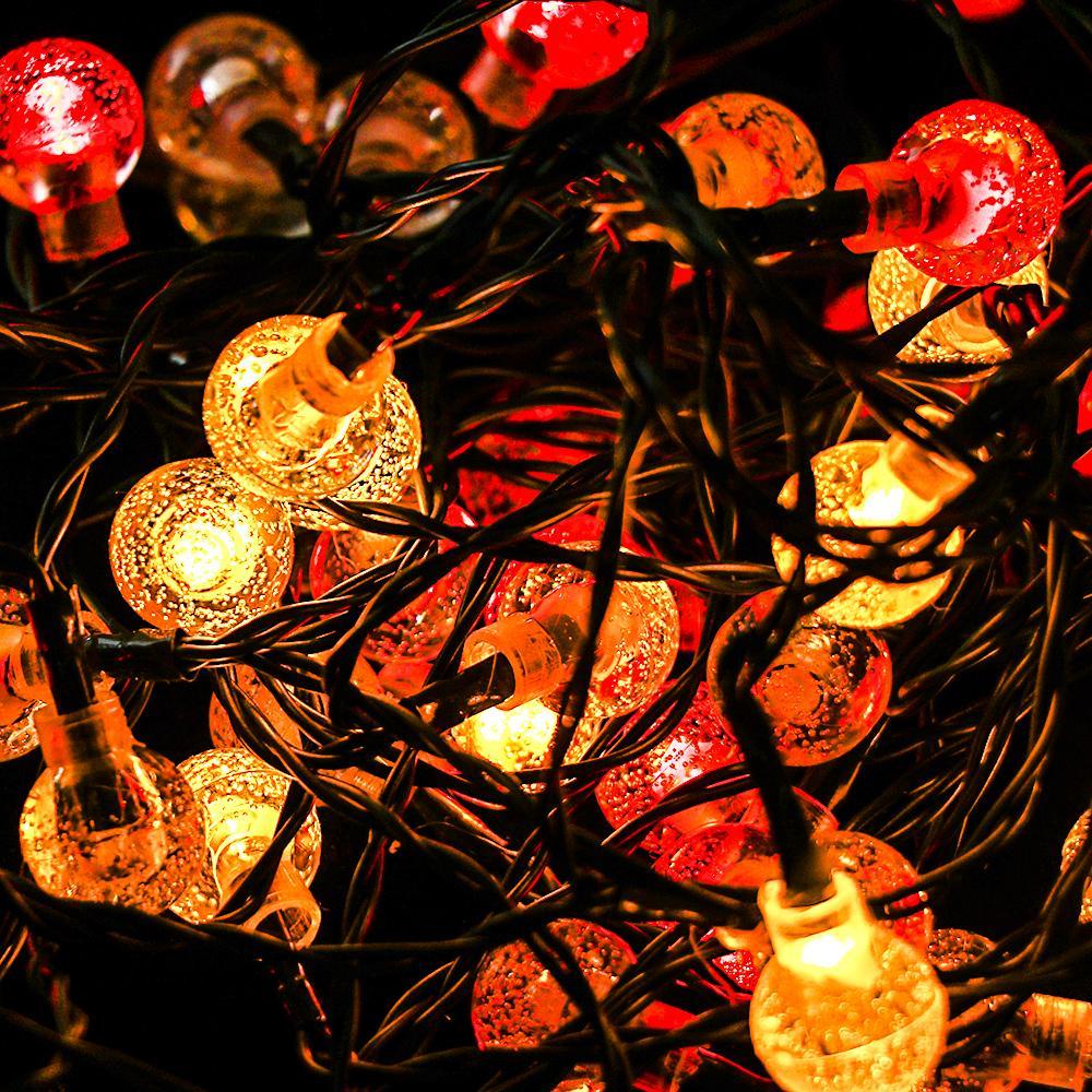 HECCEH Dây Đèn LED 50 Bóng 20 30 Bóng Hình Cầu Pha Lê Trang Trí Ngoài Trời