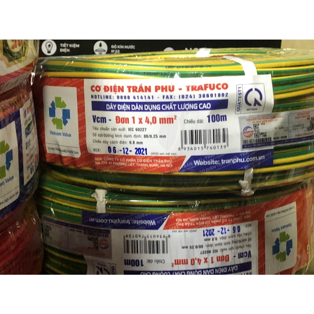 Dây Điện Trần Phú - dây đơn tiếp địa  1x4, 1x6  - Minh Hùng