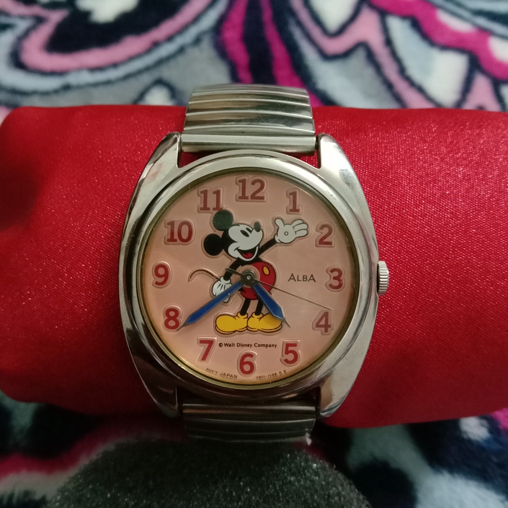 Đồng hồ Nam/Nữ ALBA 35mm Mặt tròn mickey, dây thép đàn hồi