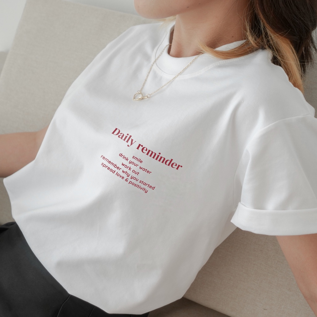 Áo phông cotton 100% By Maru Daily Reminder Retro | Đồ đôi