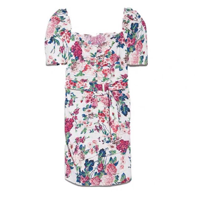 Đầm zara hoa tay phồng