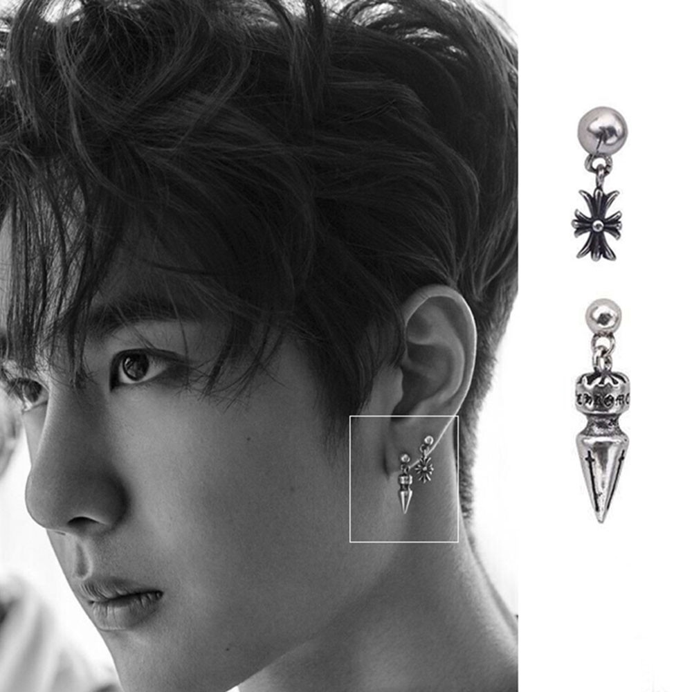 1 Khuyên Vành Tai Bằng Thép Không Gỉ Phong Cách Retro Cá Tính