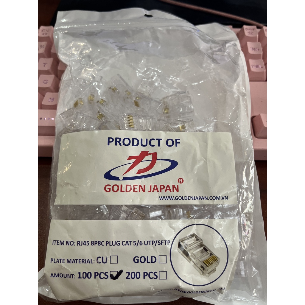 Hạt bấm dây mạng golden Japan túi 100 hạt chính hãng