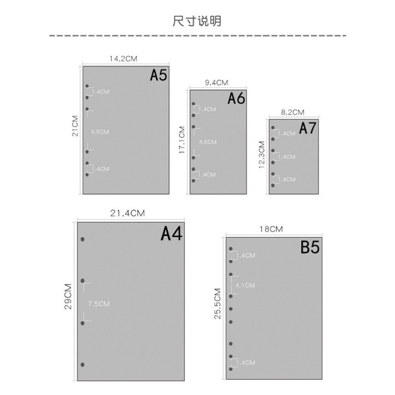 Giấy Refill A5 A6 A7 Béo shop , Ruột sổ còng 6 lỗ 100gsm làm sổ planner bullet journal