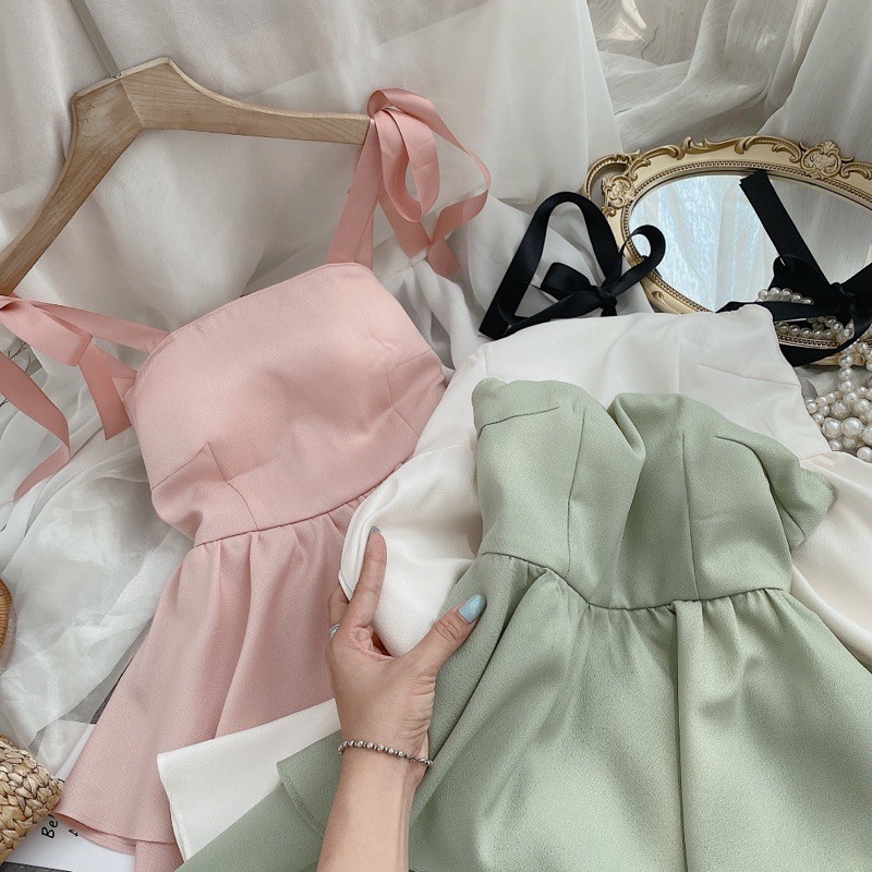 ĐẦM XOÈ NHẸ TẦNG 3 MÀU NƠ VAI