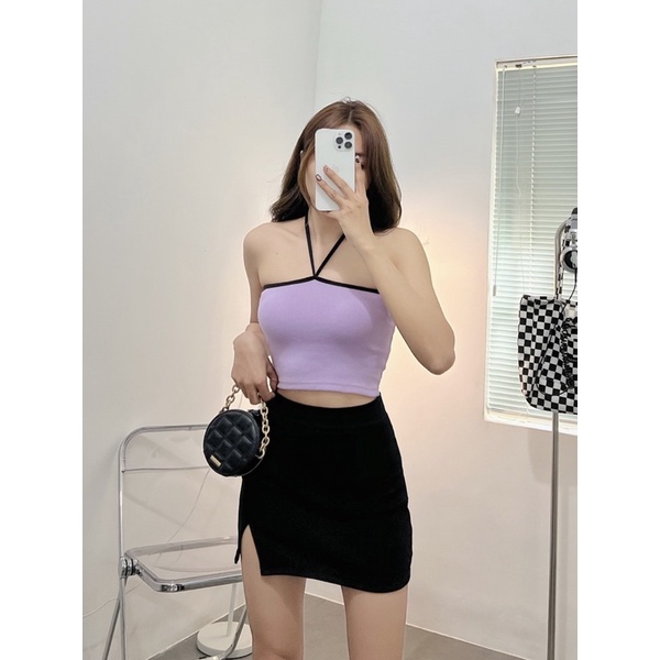 BAE CROPTOP▪️Áo ống cổ yếm viền