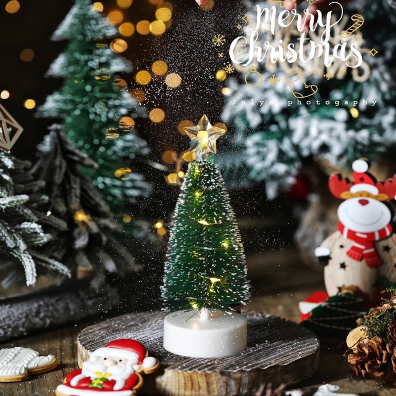 Cây Thông Giáng Sinh Mini Có Đèn Led Để Bàn Trang Trí