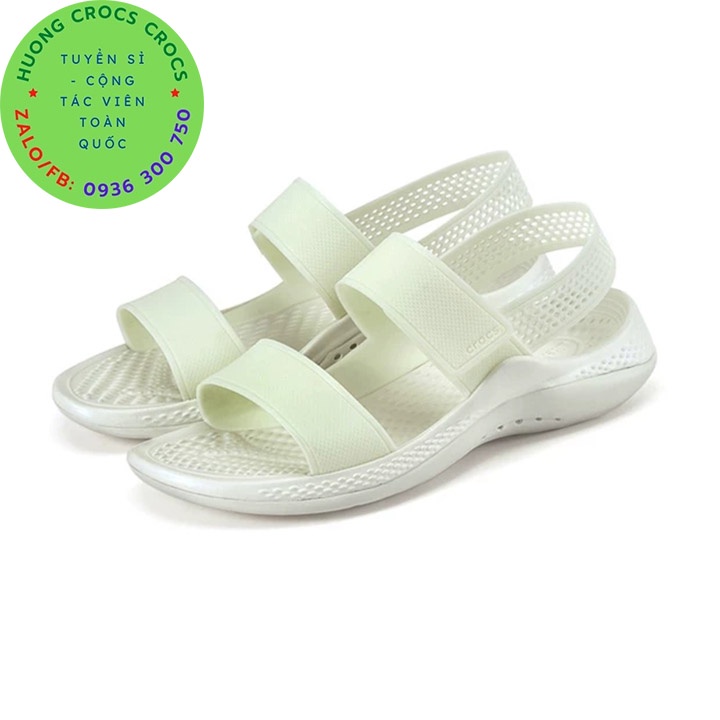 GIÀY SANDAL CROCS LITERIDE PCAER 360 CHO NỮ MÀU trắng hàng chuẩn xịn full box