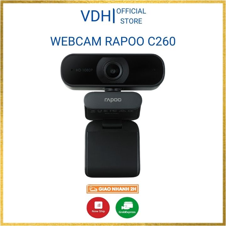 Webcam máy tính Rapoo C260 FullHD 1080p tích hợp mic khử ồn hình ảnh sắc nét - Bảo hành chính hãng 24 Tháng