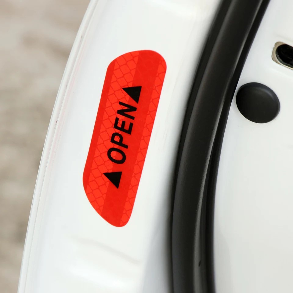 Bộ 04 Decal phản quang OPEN dán cánh cửa ô tô
