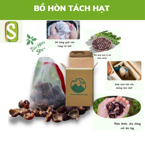 Quả Bồ Hòn Tách Hạt 40gram (Tương đương khoảng 7 Quả/1 Hộp) Tặng Kèm Túi Lưới Tiện Dụng