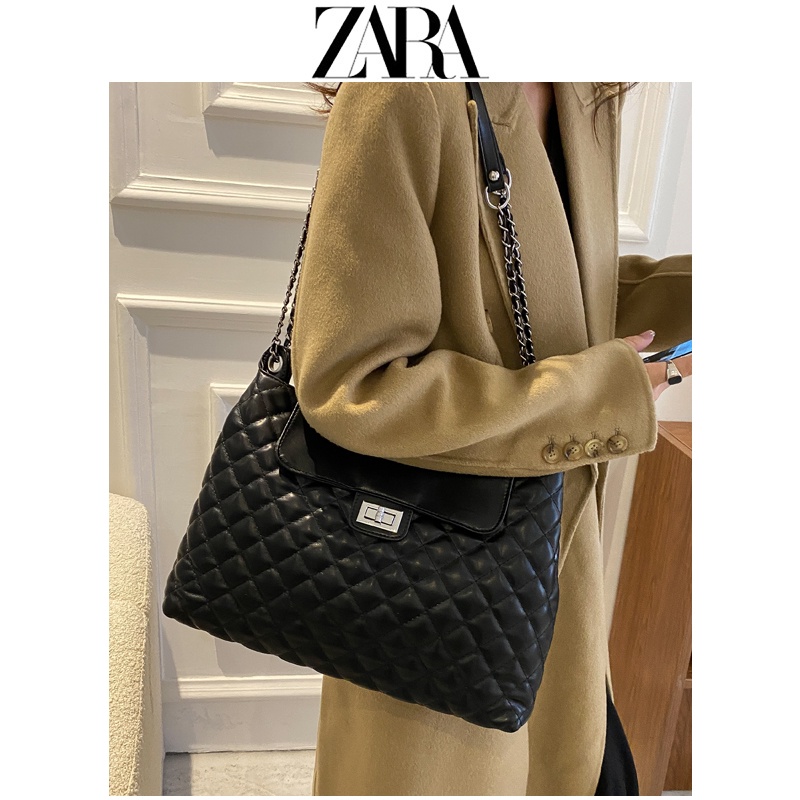Túi Đeo Vai Zara Cỡ Lớn Đính Đá Kèm Dây Đeo Sợi Xích Thời Trang Thu Đông Sang Trọng Cho Nữ