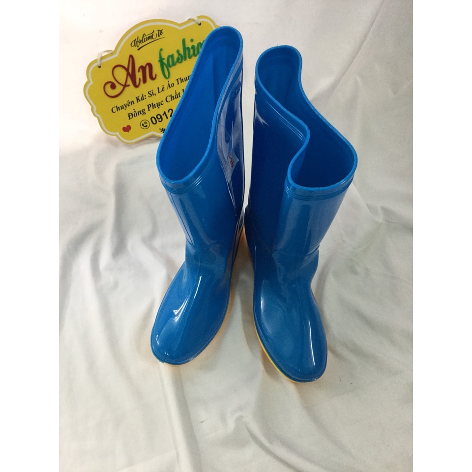 Ủng Cao Su Xanh Đế Vàng Đi Mưa, Làm Vườn, Lao Động _ Hình Chụp Thật
