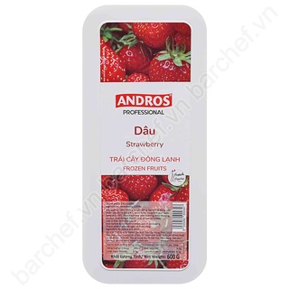 Dâu tây nguyên trái đông lạnh Andros Frozen Strawberry - IQF - hộp 600g