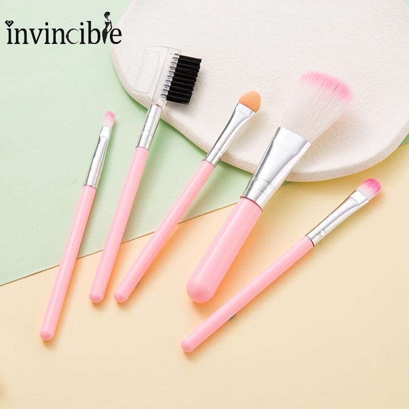 Bộ 5 Cọ Trang Điểm Chuyên Nghiệp Màu Hồng Xinh Xắn