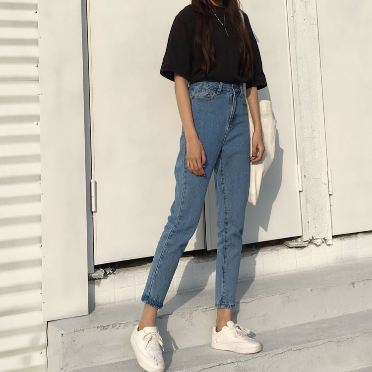 Hàng Sẵn_ Quần jeans lững baggy lưng cao phong cách Hàn quốc