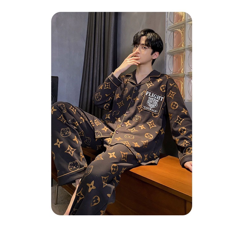 Bộ Đồ Ngủ Pijama Dài Tay Thoải Mái Thoáng Khí Cho Nam