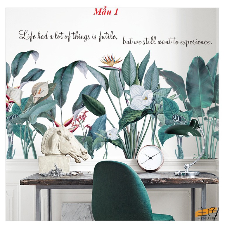 Decal giấy dán tường  Decan Hoa rừng nhiệt đới