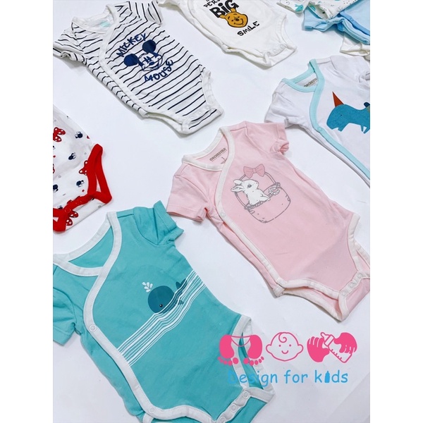 (Size Newborn) Body chip cộc tay VẠT CHÉO (dưới 4.5kg) hàng xuất dư các hãng cho bé trai và bé gái