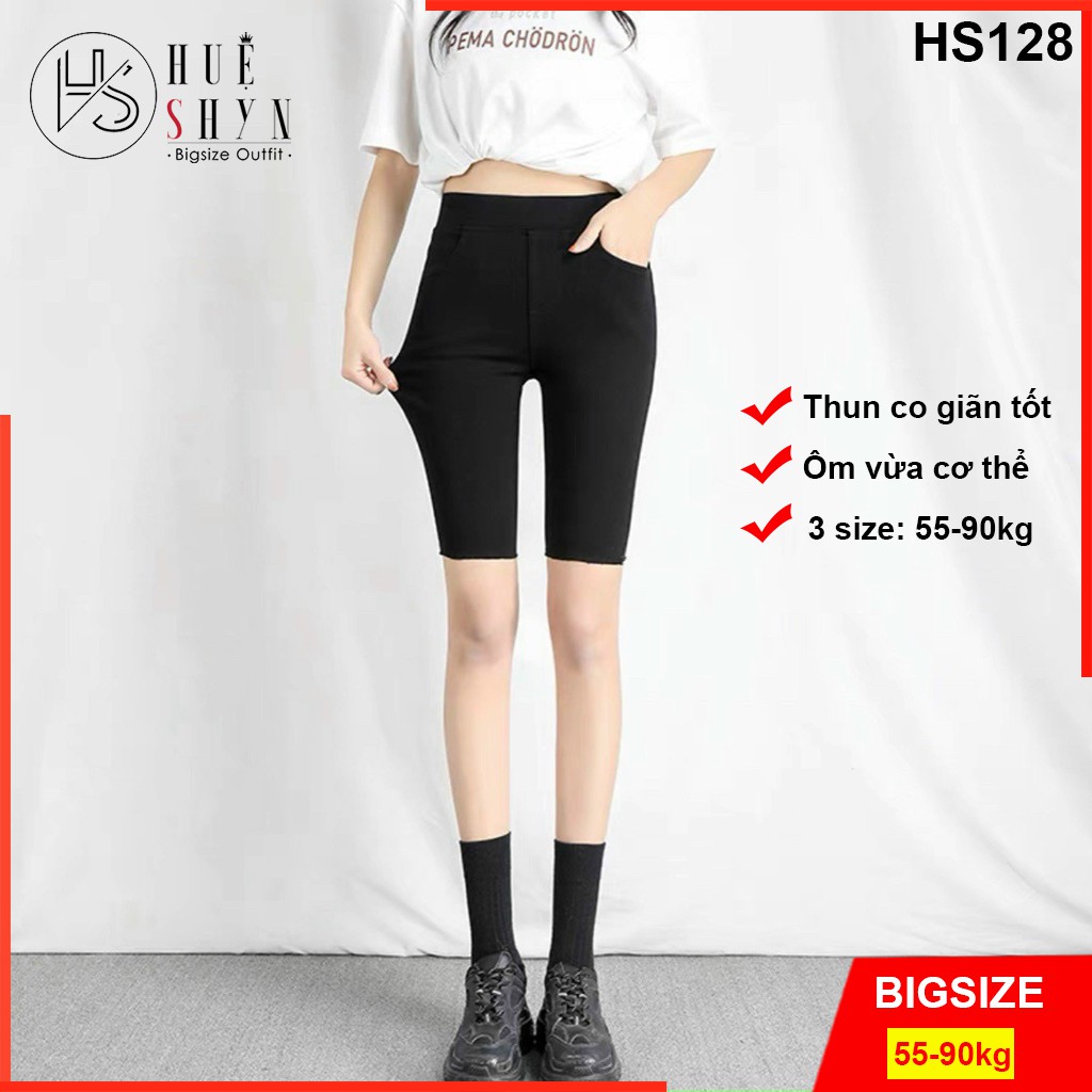 Quần ngố bigsize nữ 55-90kg HS128 - quần thun legging lửng bigsize nữ co giãn tốt - chất thun mềm - thoải mái - đi chơi