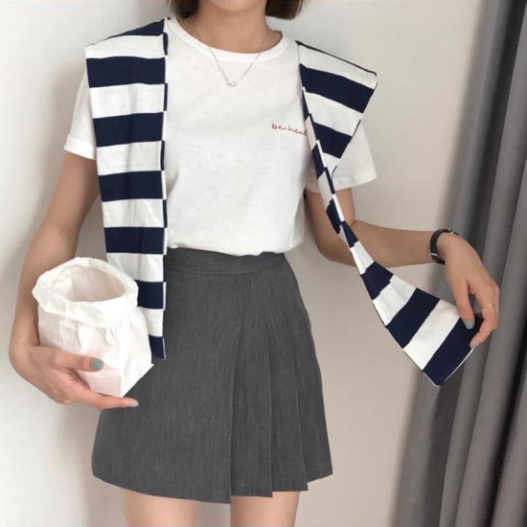 Yena Chân Váy Chữ A Xếp Ly Màu Xám Phong Cách Ulzzang Hàn Quốc Cho Nữ | BigBuy360 - bigbuy360.vn