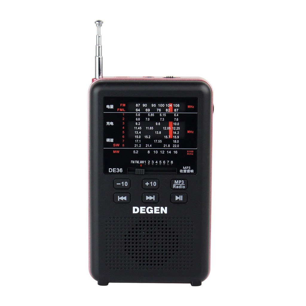 Đài Radio Degen DE-36 FM/MW/SW - Kích thước nhỏ gọn, hỗ trợ TF Card và đèn pin LED