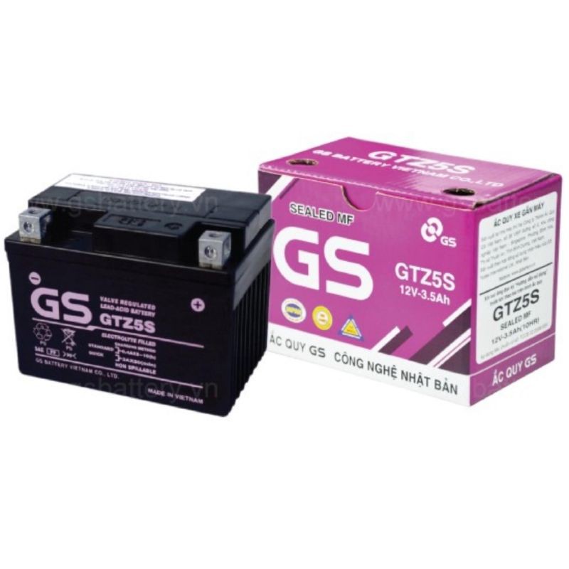 Bình Ắc Quy Khô GS GTZ5S ( 12V 3.5 Ah ) - KT (mm) : 112 x 70 x 85 ( Dài x Rộng x cao) (-7%)