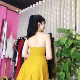 Đầm xòe cổ yếm