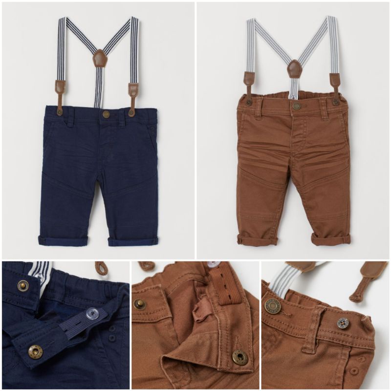 Size 9-12m quần kaki mềm nhẹ đai đeo HM UK