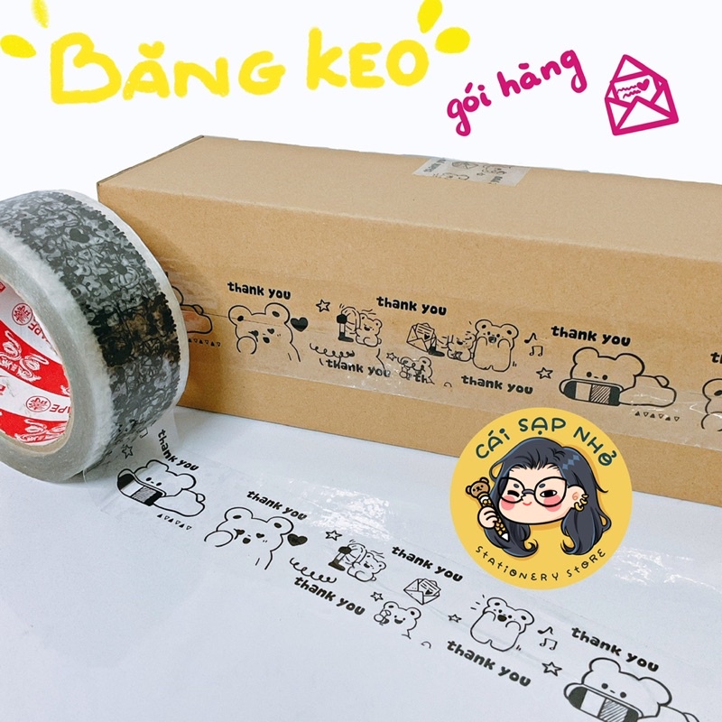 Băng keo gói hàng họa tiết hoạt hình dễ thương
