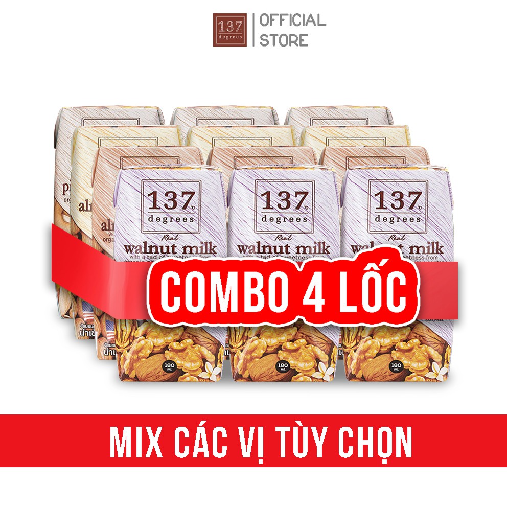 Combo 4 Lốc Sữa Hạt 137 Degrees Thái Lan - 12 Hộp 180ml
