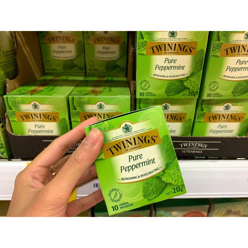 Trà túi lọc TWININGS có 7 mùi vị ( Green Tea, Hoa Cúc, Bạc Hà, English Breakfast, Chanh & Gừng, Earl Grey,...)