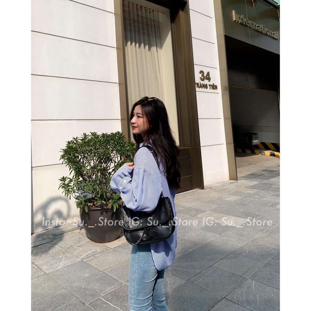 [Mã FAMARAL1 giảm 10K đơn 50K] Áo sơ mi kẻ tay đai cài cúc A2224 SUSTORE