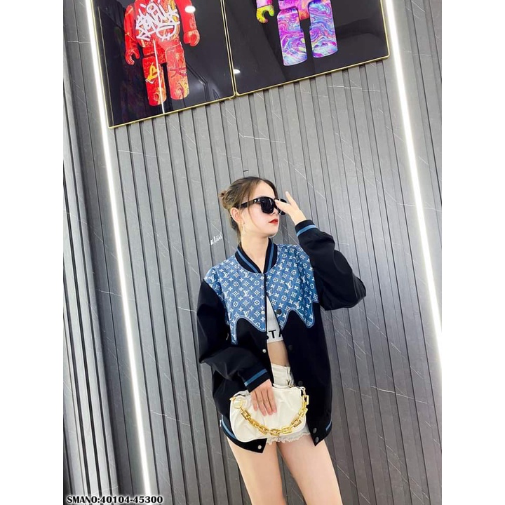 áo khoác bomber nữ vảinỉ in hoạ tiếtmàu sắc thực tế dễ phối đồ