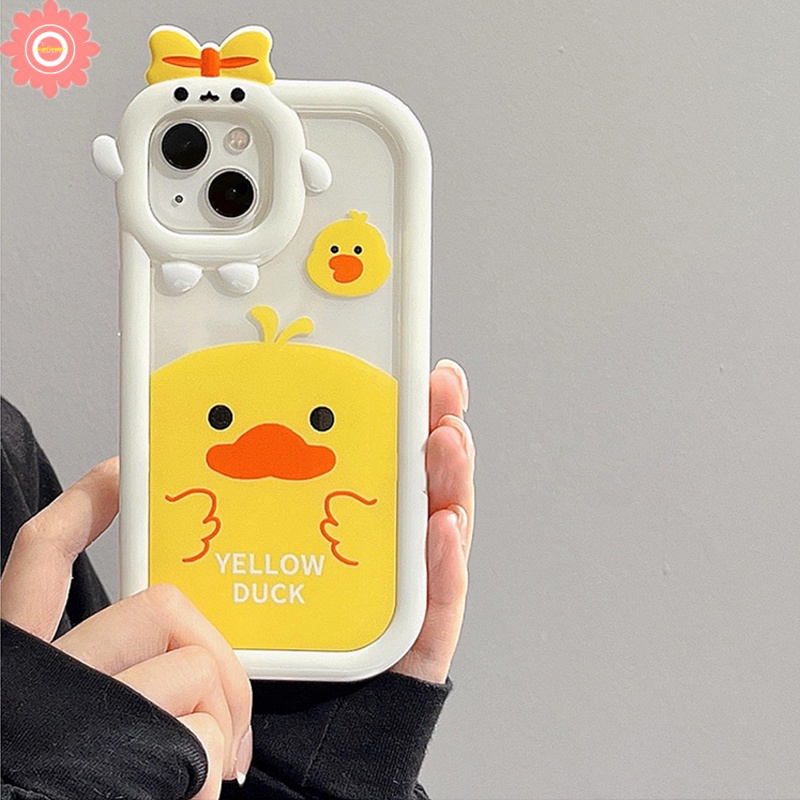 Ốp Điện Thoại Hình Chú Vịt Vàng 3D Cho iPhone 11 13 12 14 Pro MAX 7plus XR X XS MAX 7 8 6 6S 14 Plus SE 2020