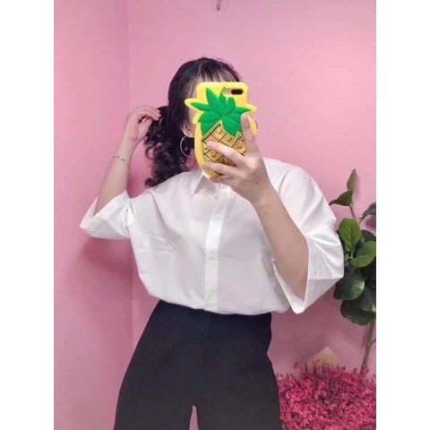 Áo sơ mi nữ tay lỡ có túi học sinh - Thun kiểu form rộng cổ bẻ phong các retro hàn quốc ulzzang | BigBuy360 - bigbuy360.vn