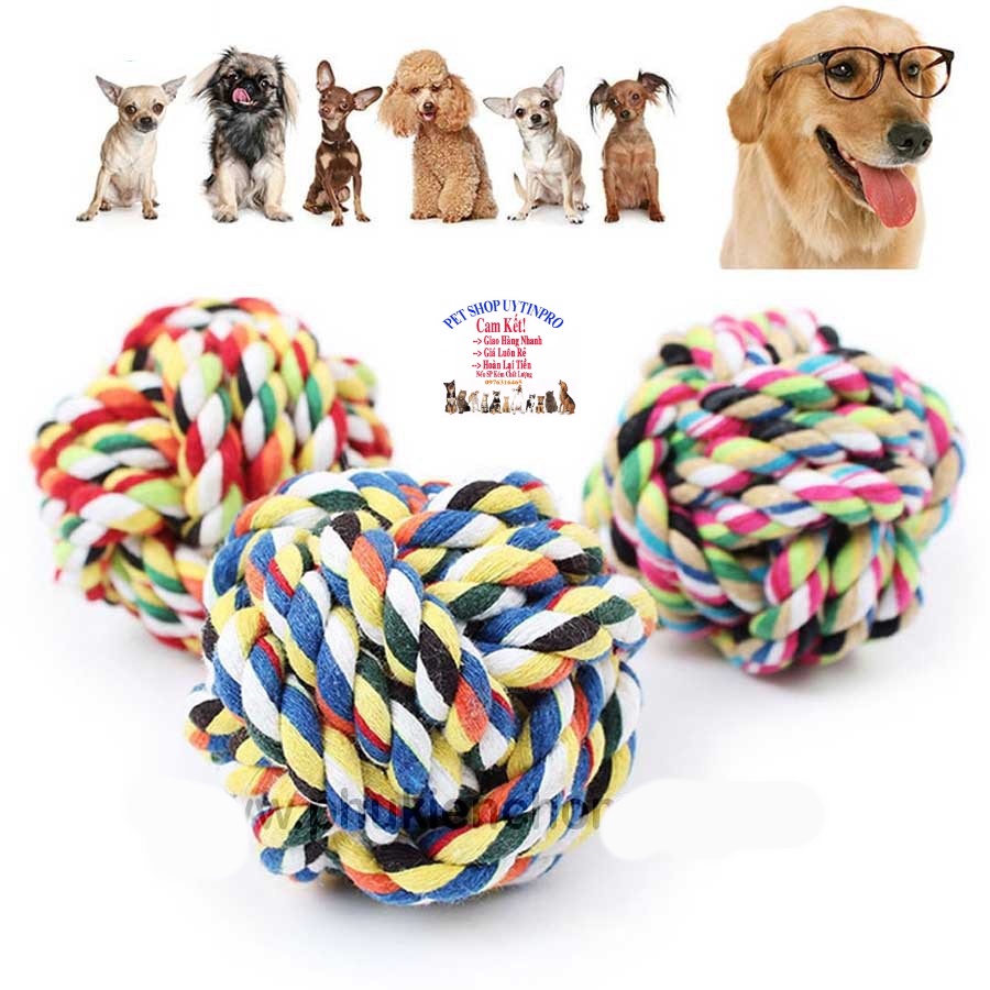 Đồ Chơi Bóng Bằng Thừng Bện Hình Cầu Tròn Huấn Luyện Thú Cưng Đường kính 5cm - Pet shop Uytinpro