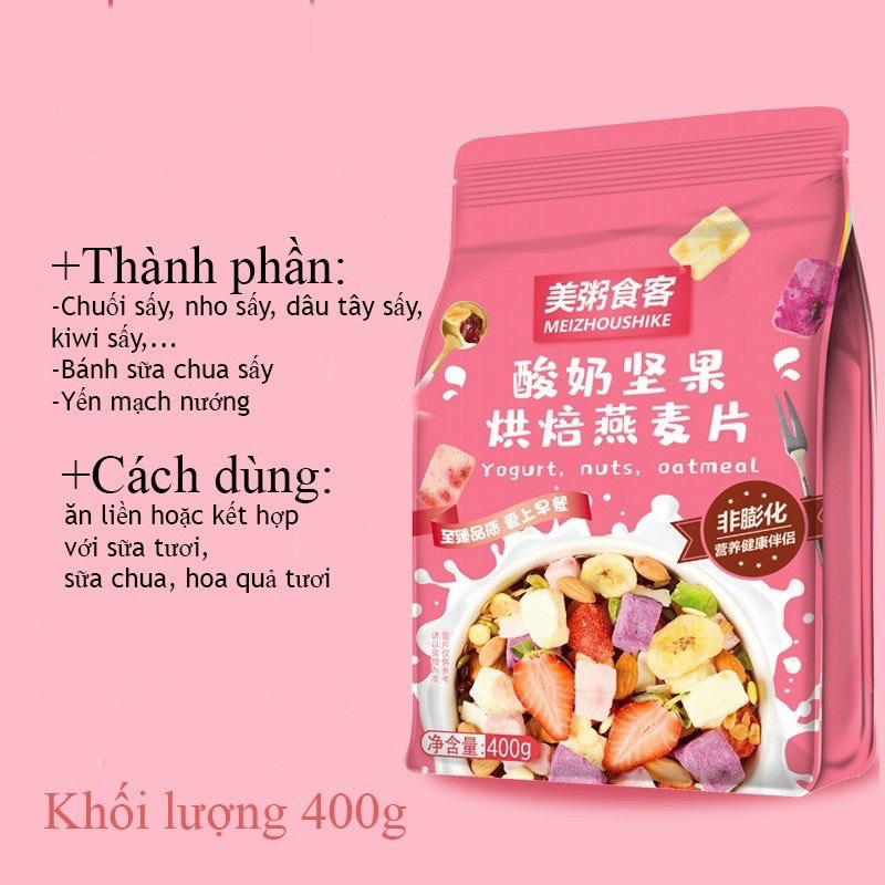 Ngũ cốc ăn kiêng nguyên hạt dinh dưỡng, yến mạch giảm cân mix trái cây khô HappyHome